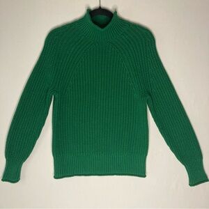 J. Crew Women's 100% Cotton Green Mock Neck Knit Oversized Sweater NWT Size XS